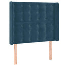 sengegavl med LED-lys 93x16x118/128 cm fløjl mørkeblå