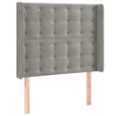 sengegavl med LED-lys 103x16x118/128 cm fløjl lysegrå