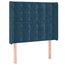 sengegavl med LED-lys 103x16x118/128 cm fløjl mørkeblå