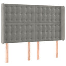 sengegavl med LED-lys 147x16x118/128 cm fløjl lysegrå