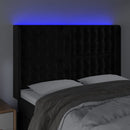 sengegavl med LED-lys 147x16x118/128 cm fløjl sort