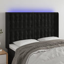 sengegavl med LED-lys 147x16x118/128 cm fløjl sort