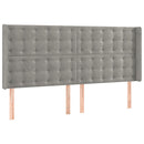 sengegavl med LED-lys 163x16x118/128 cm fløjl lysegrå