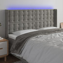 sengegavl med LED-lys 163x16x118/128 cm fløjl lysegrå