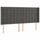sengegavl med LED-lys 163x16x118/128 cm fløjl mørkegrå