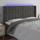 sengegavl med LED-lys 163x16x118/128 cm fløjl mørkegrå