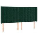 sengegavl med LED-lys 163x16x118/128 cm fløjl mørkegrøn