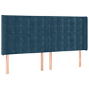 sengegavl med LED-lys 163x16x118/128 cm fløjl mørkeblå