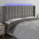 sengegavl med LED-lys 183x16x118/128 cm fløjl lysegrå