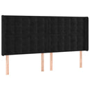 sengegavl med LED-lys 183x16x118/128 cm fløjl sort