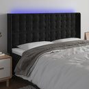 sengegavl med LED-lys 183x16x118/128 cm fløjl sort