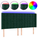 sengegavl med LED-lys 183x16x118/128 cm fløjl mørkegrøn