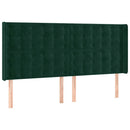 sengegavl med LED-lys 183x16x118/128 cm fløjl mørkegrøn