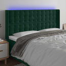 sengegavl med LED-lys 183x16x118/128 cm fløjl mørkegrøn