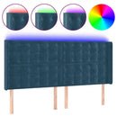 sengegavl med LED-lys 183x16x118/128 cm fløjl mørkeblå