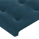 sengegavl med LED-lys 183x16x118/128 cm fløjl mørkeblå