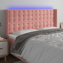 sengegavl med LED-lys 183x16x118/128 cm fløjl lyserød