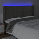 sengegavl med LED-lys 203x16x118/128 cm fløjl mørkegrå