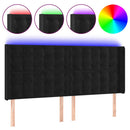 sengegavl med LED-lys 203x16x118/128 cm fløjl sort