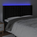 sengegavl med LED-lys 203x16x118/128 cm fløjl sort