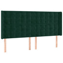 sengegavl med LED-lys 203x16x118/128 cm fløjl mørkegrøn
