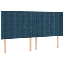 sengegavl med LED-lys 203x16x118/128 cm fløjl mørkeblå