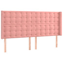 sengegavl med LED-lys 203x16x118/128 cm fløjl lyserød
