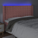 sengegavl med LED-lys 203x16x118/128 cm fløjl lyserød