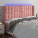 sengegavl med LED-lys 203x16x118/128 cm fløjl lyserød