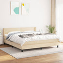 kontinentalseng med madras 180x200 cm stof cremefarvet
