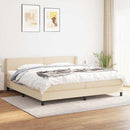 kontinentalseng med madras 200x200 cm stof cremefarvet