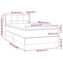 kontinentalseng 80x200 cm stof lysegrå