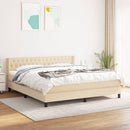kontinentalseng med madras 180x200 cm stof cremefarvet