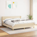 kontinentalseng med madras 160x200 cm stof cremefarvet