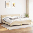 kontinentalseng med madras 160x200 cm stof cremefarvet