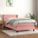 kontinentalseng med madras 90x190 cm fløjl pink