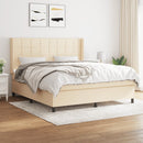 kontinentalseng med madras 160x200 cm stof cremefarvet