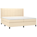 kontinentalseng med madras 200x200 cm stof cremefarvet