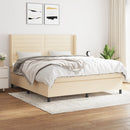 kontinentalseng med madras 160x200 cm stof cremefarvet