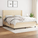 kontinentalseng med madras 180x200 cm stof cremefarvet