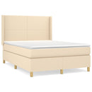 kontinentalseng med madras 140x190 cm stof cremefarvet