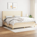 kontinentalseng med madras 200x200 cm stof cremefarvet