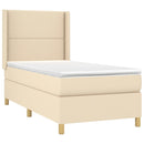kontinentalseng med madras 90x190 cm stof cremefarvet