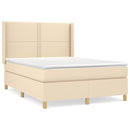 kontinentalseng med madras 140x190 cm stof cremefarvet