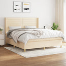kontinentalseng med madras 180x200 cm stof cremefarvet