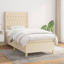 kontinentalseng med madras 90x190 cm stof cremefarvet