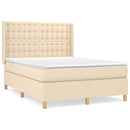 kontinentalseng med madras 140x190 cm stof cremefarvet