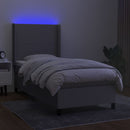 kontinentalseng med LED-lys 80x200 cm stof lysegrå