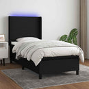 kontinentalseng med LED-lys 80x200 cm stof sort