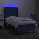 kontinentalseng med LED-lys 90x190 cm stof blå